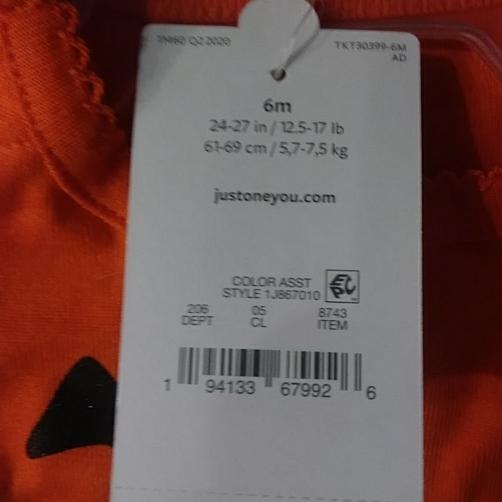 Carters Pumpkin 6M Onesie Halloween - Picture 4 of 8